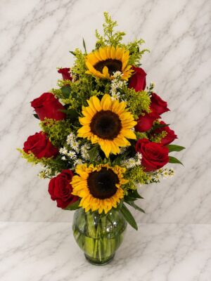*.Jarron girasoles y rosas Premium #0171
