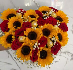 *.CORAZON ROSAS GIRASOLES Y FERREROS #0162
